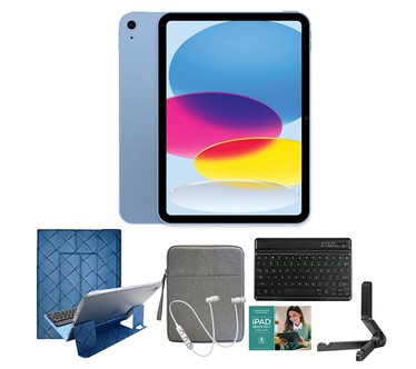 Apple iPad 10.9 "Gen 10 256GB w / Portfolio Cas e, Backlit Keyb oard, & Accs