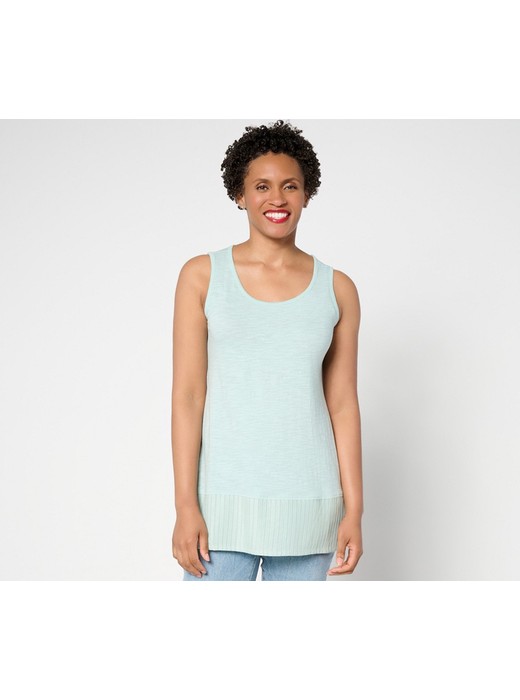 LOGO Layers by Lori Goldstein 100% Cotton Tank with Pleated Trim