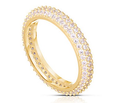 Sterlina Silver Thin Pave Band Ring  Sterling