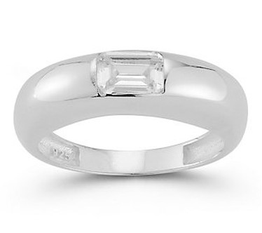 Sterlina Silver Emerald Cut Dome Ring  Sterling