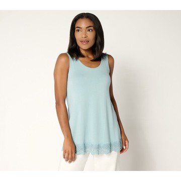 LOGO Layers by Lori Goldstein Petite Knit Tank with Crochet Hem