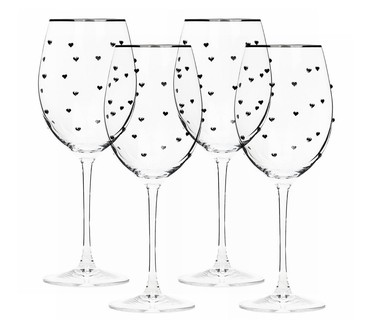 10 Strawberry Street Set of 4 Charming Heart Red Wine Glass