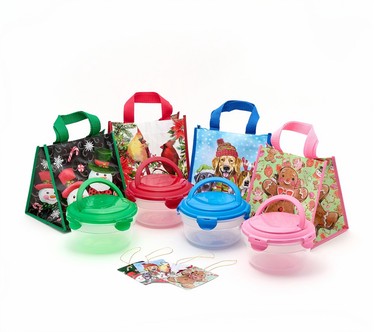 LocknLock Set of 4 Bowls with Handle Lids & Holiday Bags
