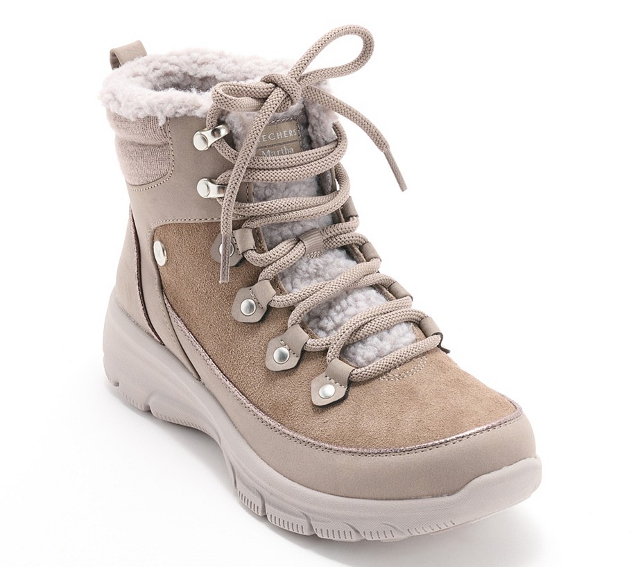 Martha Stewart x Skechers Easy Going Lace-Up Suede Hiker Boots