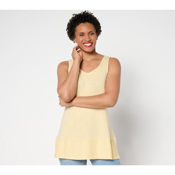 LOGO Layers by Lori Goldstein 100% Cotton Tank with Pleated Trim