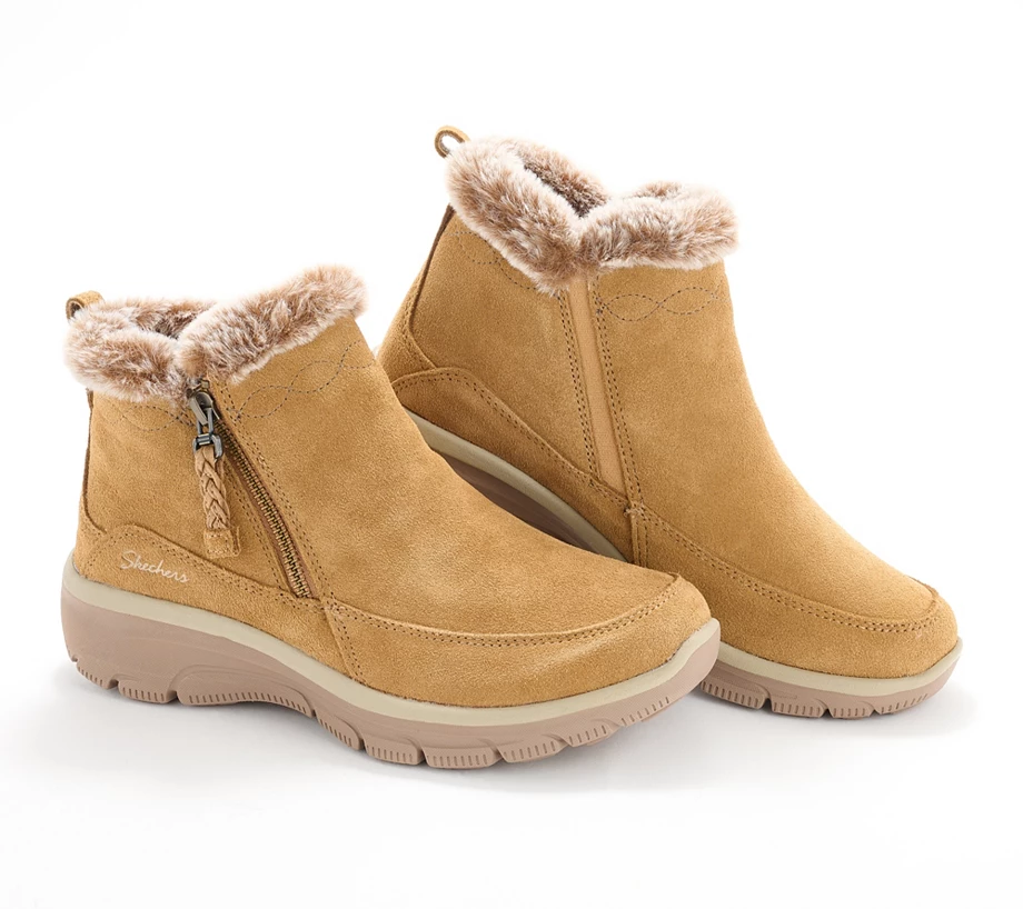 Skechers Easy Going Water Repellent Suede Faux Fur Boots -Fall Essential