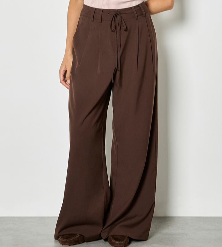 Apricot Pleat Detail Wide Leg Trousers  