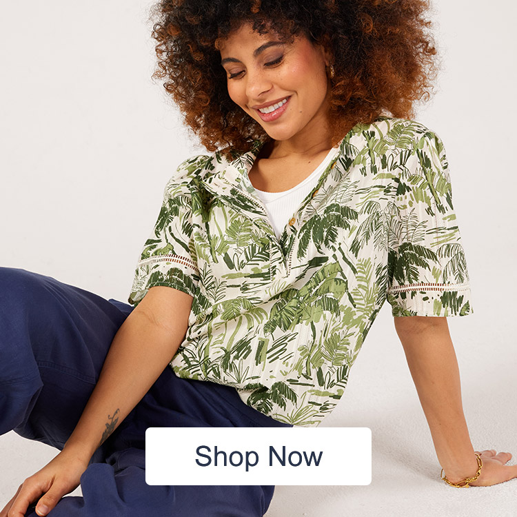 Ben de Lisi Printed Placket Detail Blouse