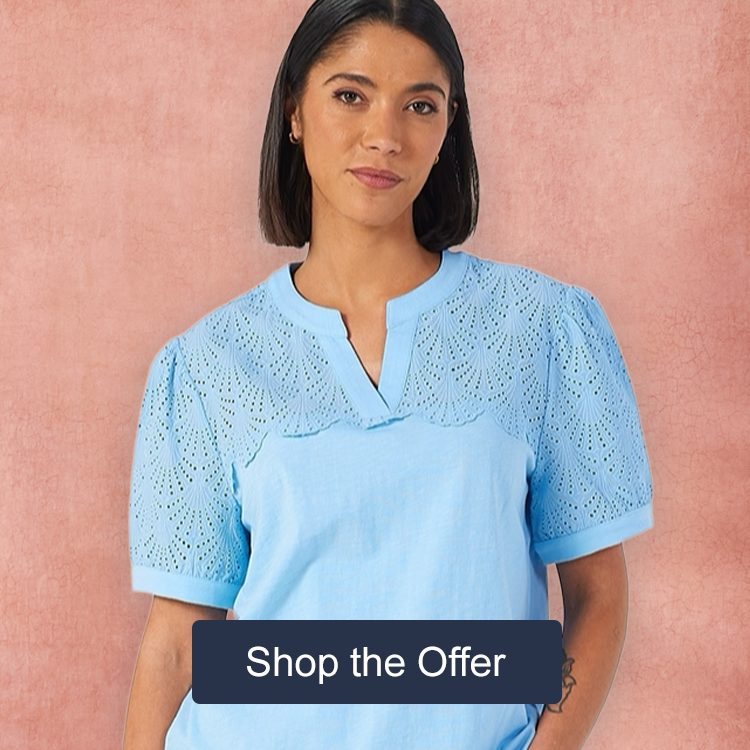 Denim & Co. Broderie Detail Short Sleeve Blouse  