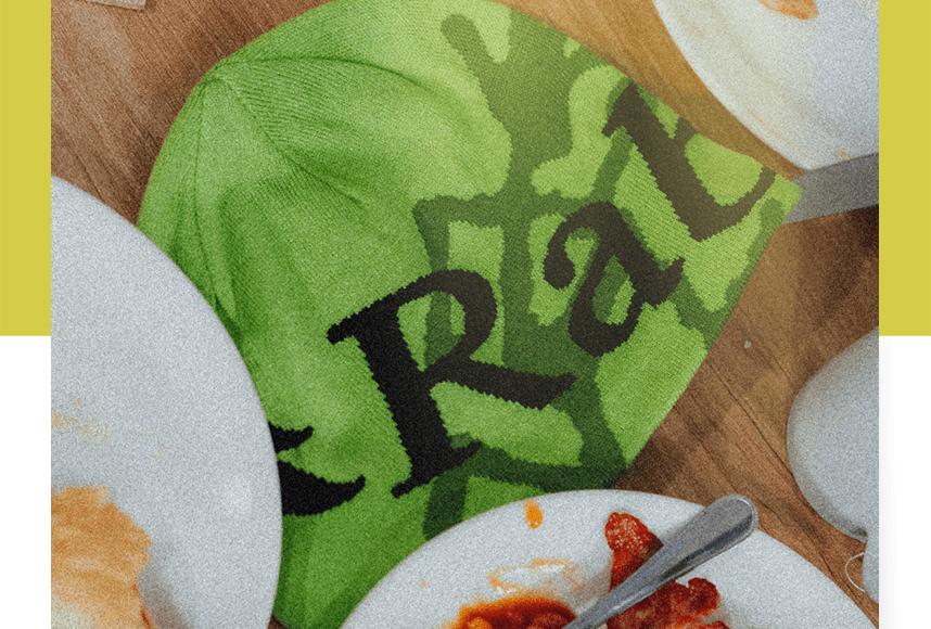 Rab & Gramicci Beanie flatlay on table