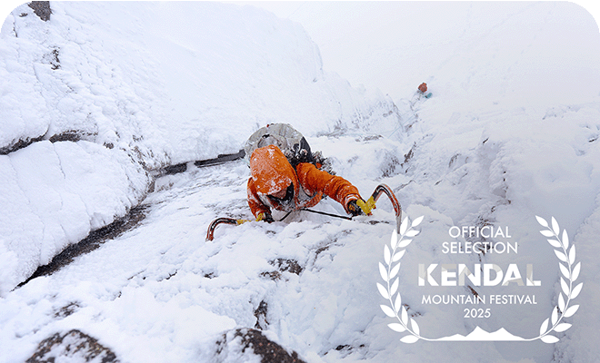 Masa Sakano ice axe climbing the icy crags of the Cairngorms - official selection Kendal mountain festival 2025