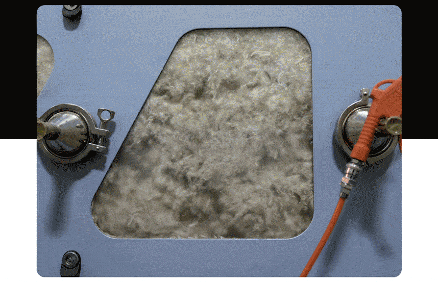 Image sequence showing sleeping bag down filling.