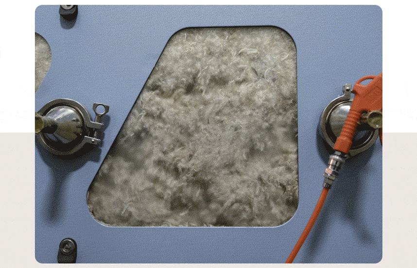 Image sequence showing sleeping bag down filling.