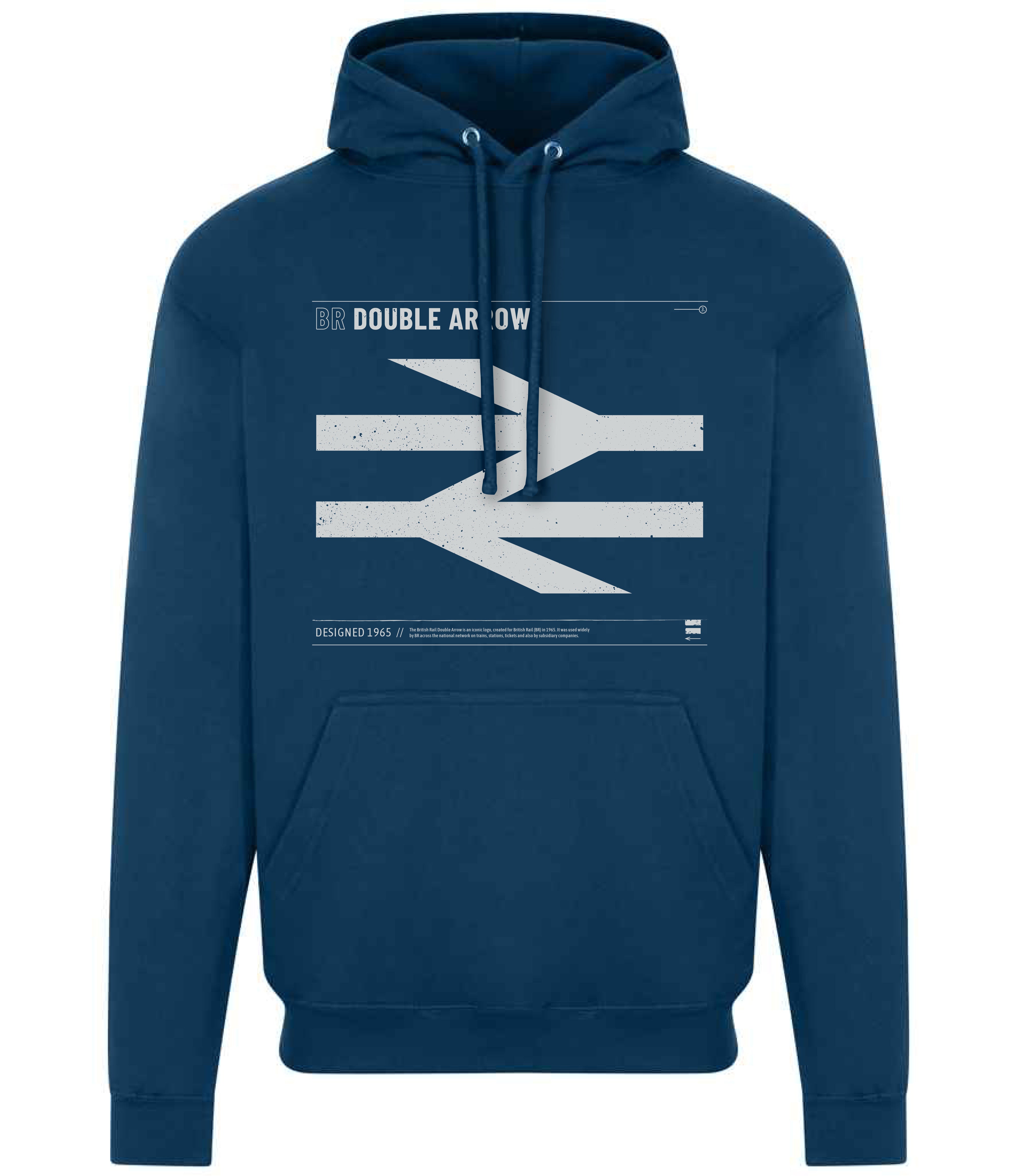 Image of British Railways BR Double Arrow Logo Railway Hoodie (Blue)