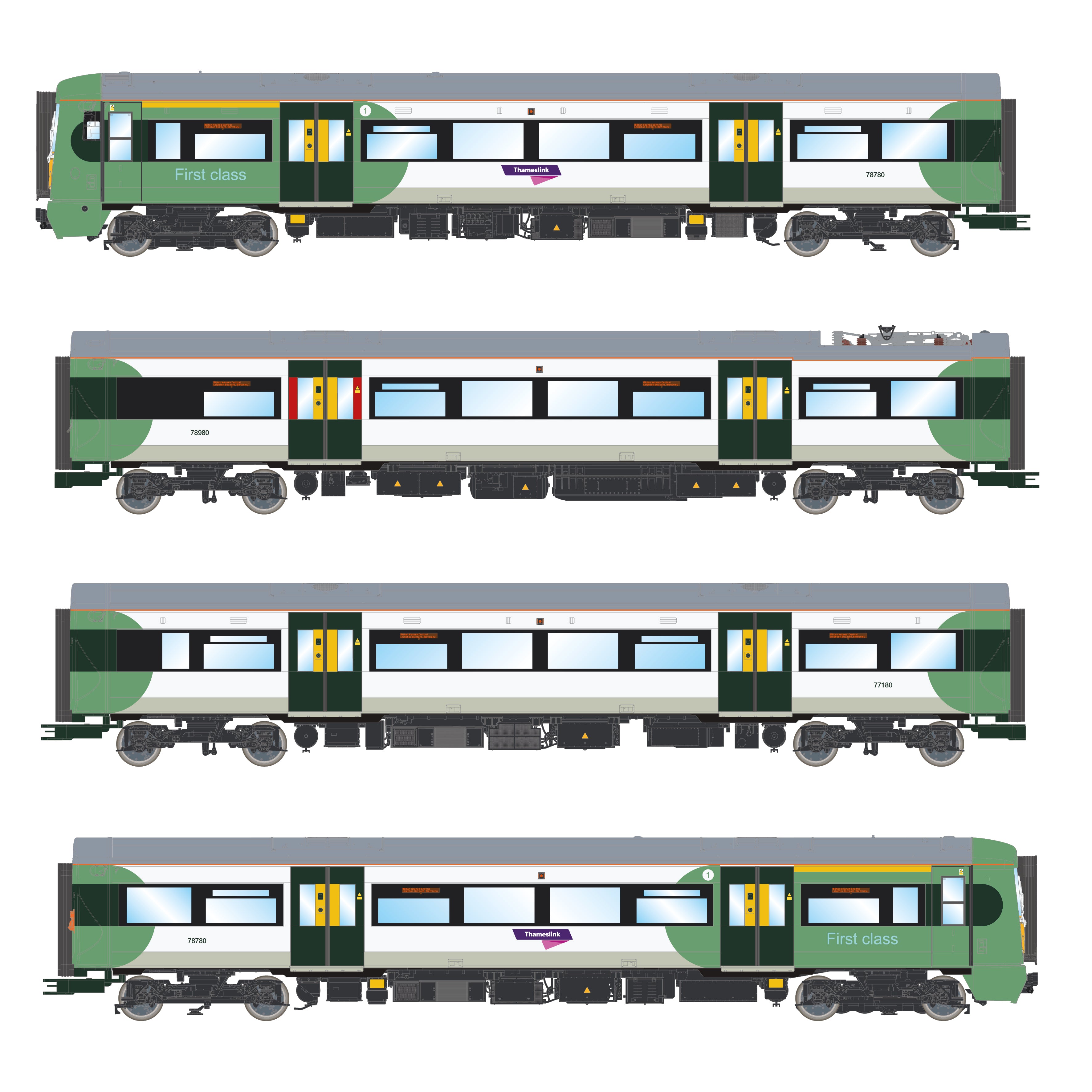 Image of Class 377 'Electrostar' 4-car EMU 377210 Southern Green & White (with Thameslink Branding)