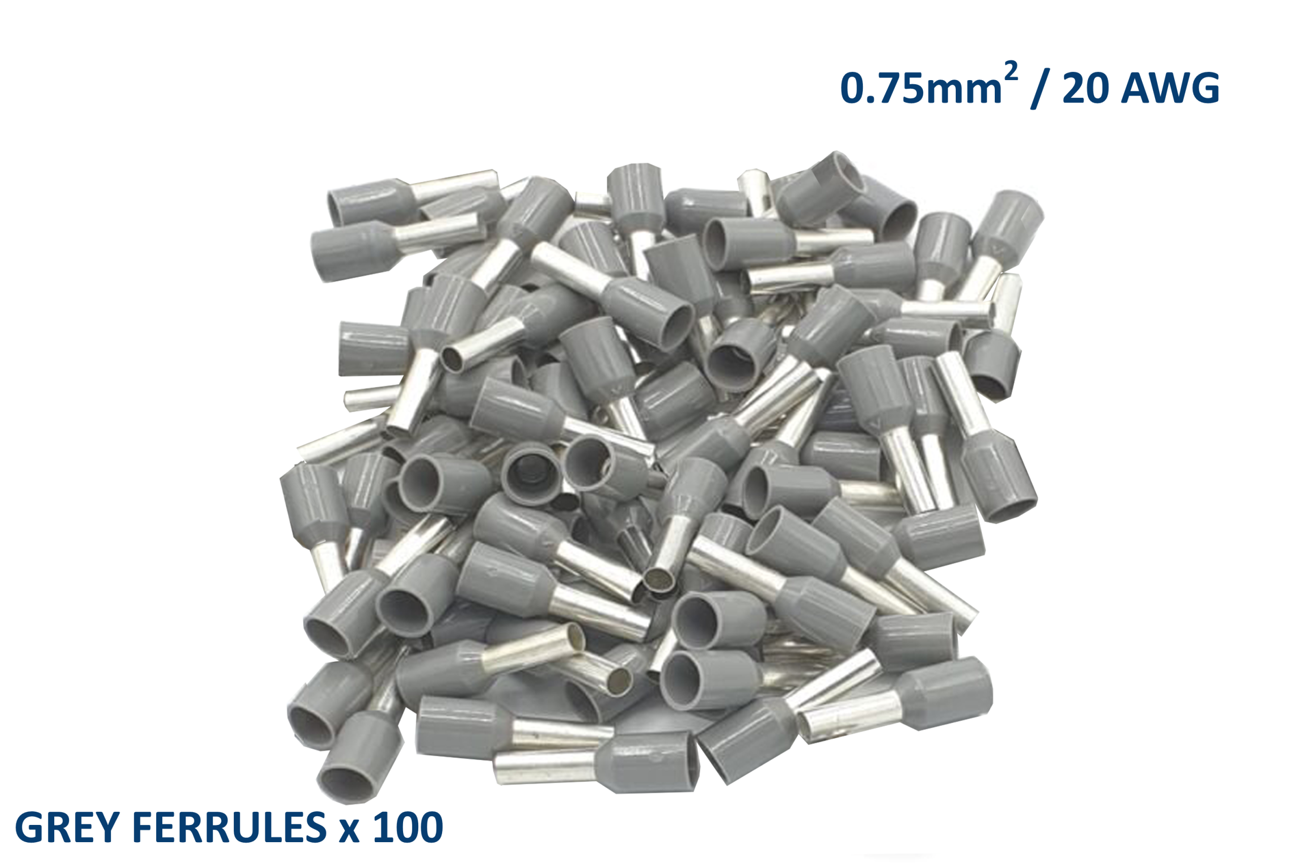Image of DCC Concepts Grey Ferrules for 20 AWG ~ 0.75mm SQ wire