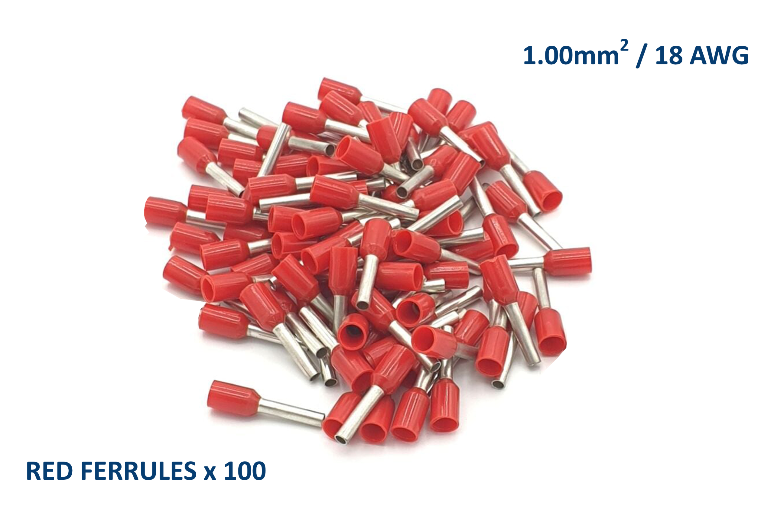 Image of DCC Concepts Red Ferrules for 18 AWG ~ 1.00mm SQ wire