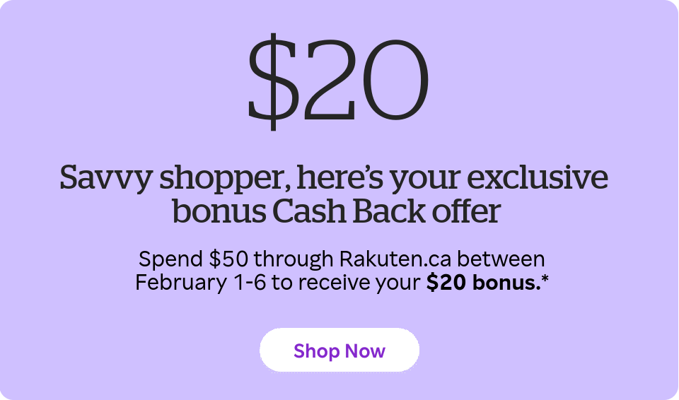 Here is an exclusive $20 bonus Cash Back offer