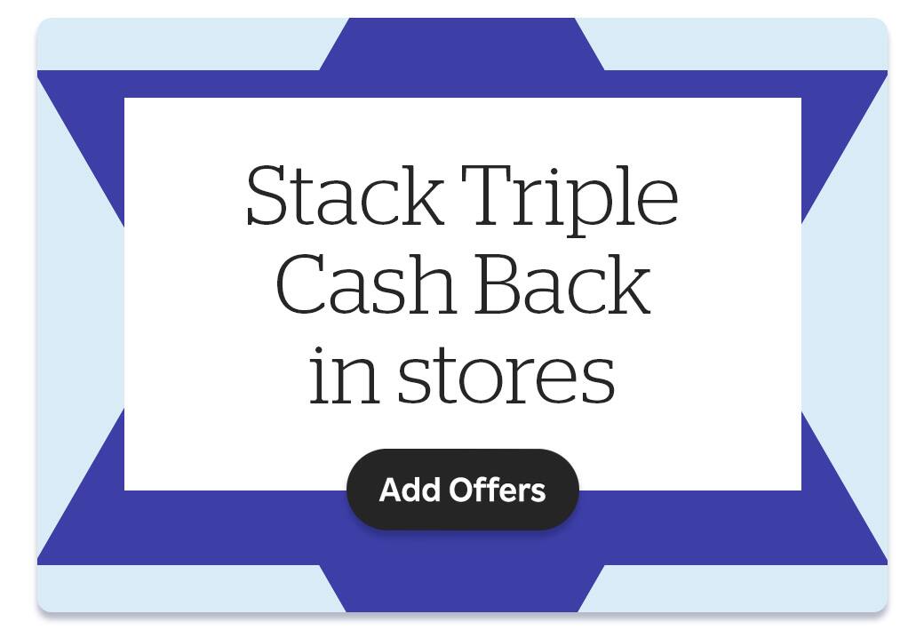 Text reading &quot;Shop Triple Cash Back in stores&quot; over a Star of David