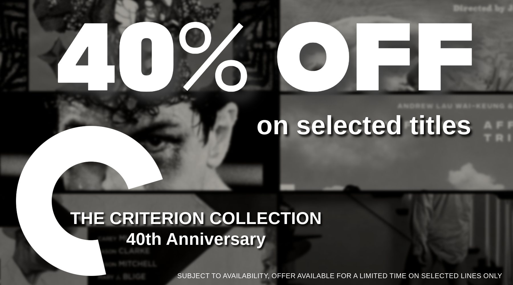 40% off on selected the criterion collection