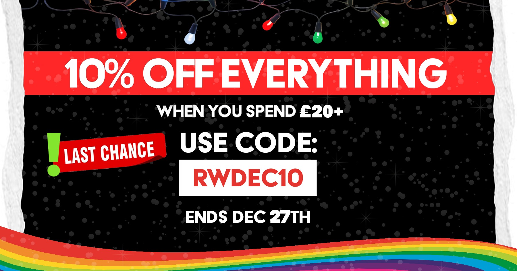 Enjoy 10% Off Everything When You Spend £20 or More With Code RWDEC10