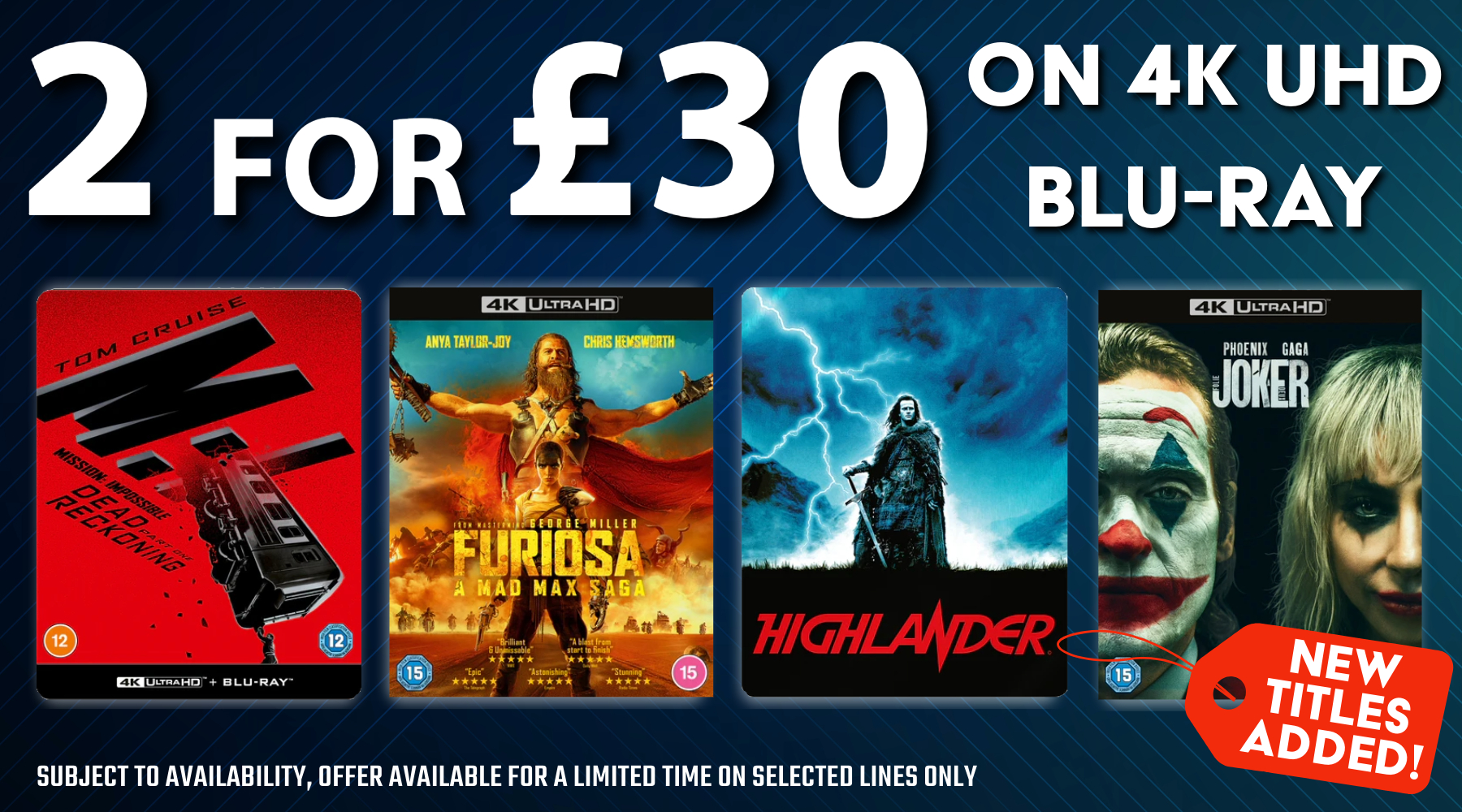 2 for £30 on 4K UHD Blu-ray