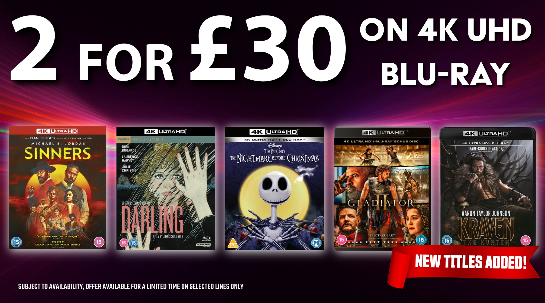 2 for £30 on 4K UHD Blu-ray