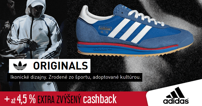 Adidas.sk - extra cashback +  	Objav svoju originalitu - objednaj si Adidas Originals ešte dnes