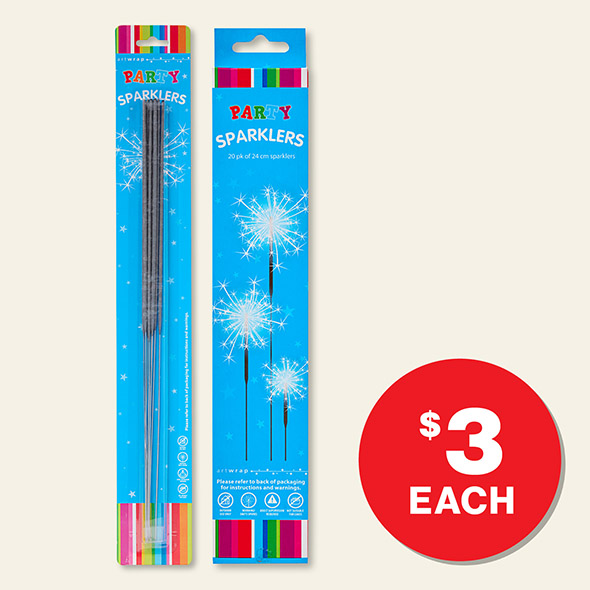 Sparklers 40cm 8-Pack or 24cm 40-Pack $3ea