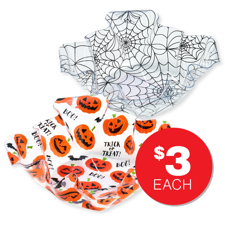 Halloween Decorative Plastic Bowl With Print Assorted $3.00