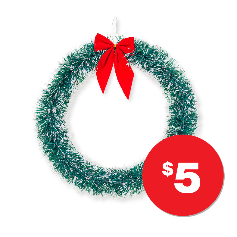 Christmas Tinsel Wreath Assorted  $5