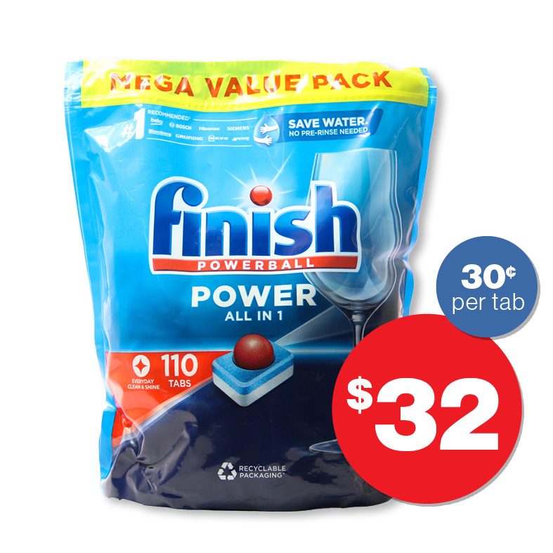 Finish Powerball All-In-1 Dishwashing Tablets 110-Pack  $32