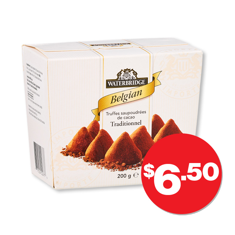 Waterbridge Belgian Chocolates Traditional Truffles 200g $6.50