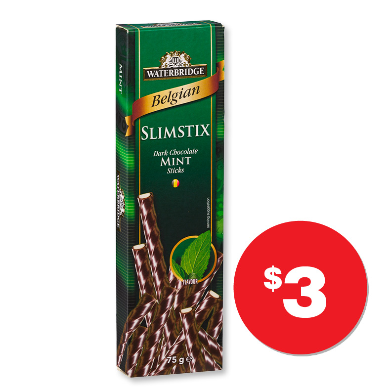 Waterbridge Belgian Chocolates Mint Slim Stix 75g  $3