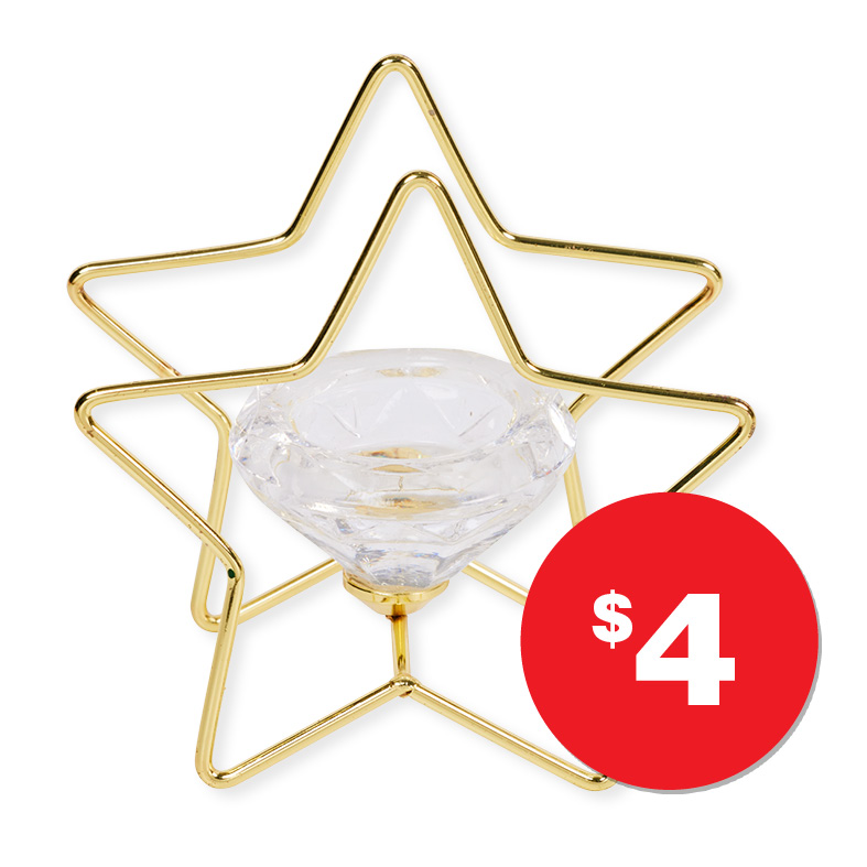 Christmas Star Glass Tealight Holder Gold $4.00