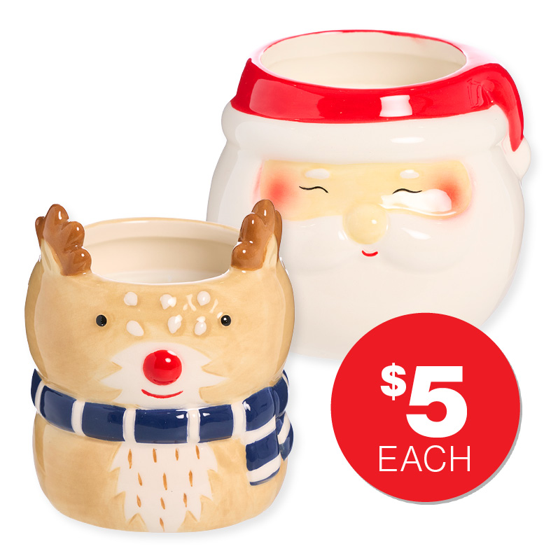 Christmas Novelty Ceramic Candle Santa/Reindeer $5.00