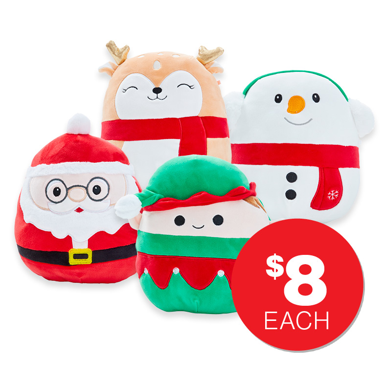 Christmas Plush Squooshy Round 22cm ASST $8.00