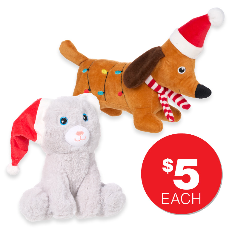 Christmas Plush Dog or Cat $5ea