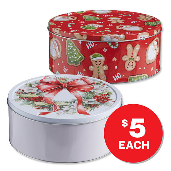 Christmas Round Tin 25cm $5.00