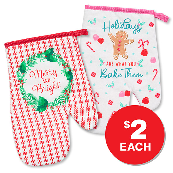 Christmas Oven Mitt Assorted $2ea