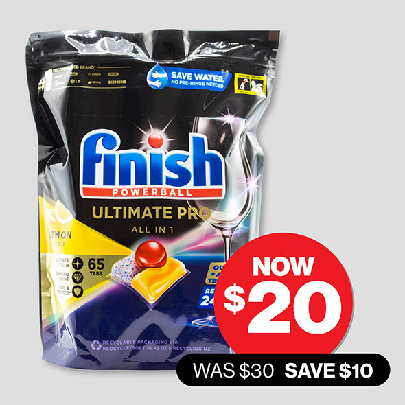 FINISH ULTIMATE PRO ALL-IN-1 LEMON 65 TABLETS $20 Was $30, Save $10