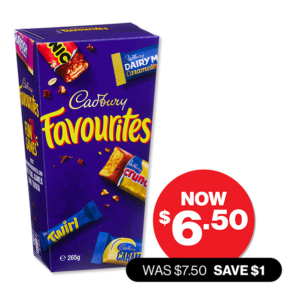 Cadbury Favourites 265g $6.50