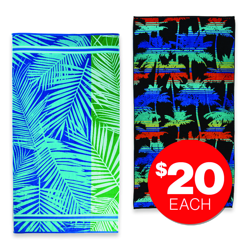 Velour Jacq Beach Towel 90x170cm $20