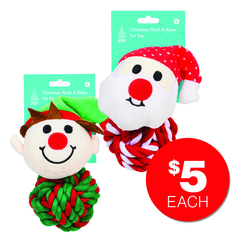 Christmas Plush & Rope Pet Toy Assorted