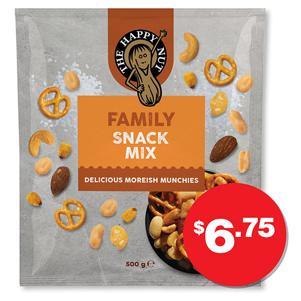 The Happy Nut Family Snack Mix 500g $6.75