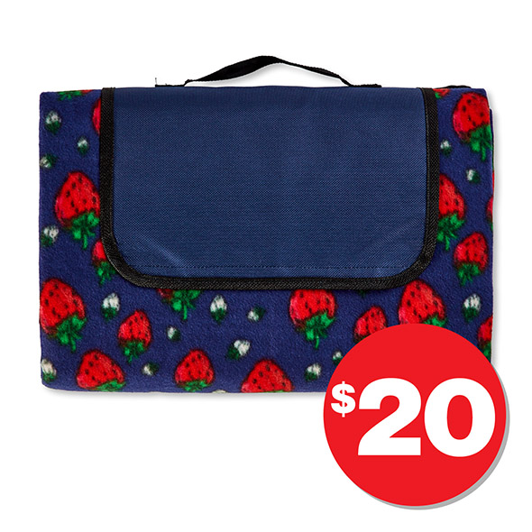 Strawberry Picnic Rug 150x200cm $20