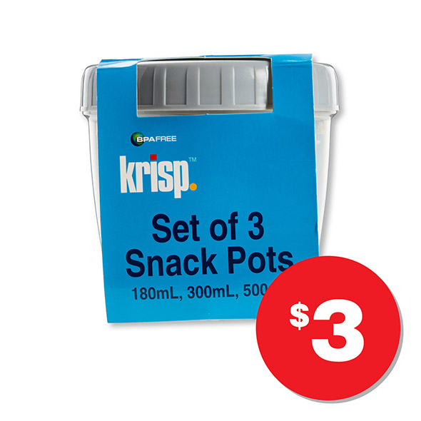 Krisp Snack Pots 3pk $3