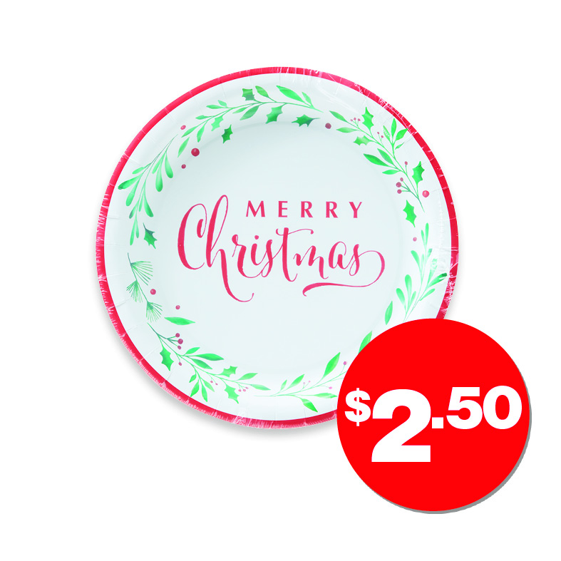 Christmas Paper Diner Plate Holly 10pk $2.50