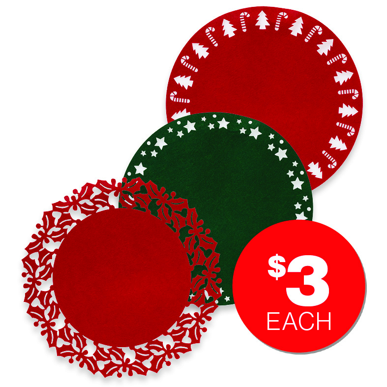 Christmas Felt Placemat Laser-Cut $3ea