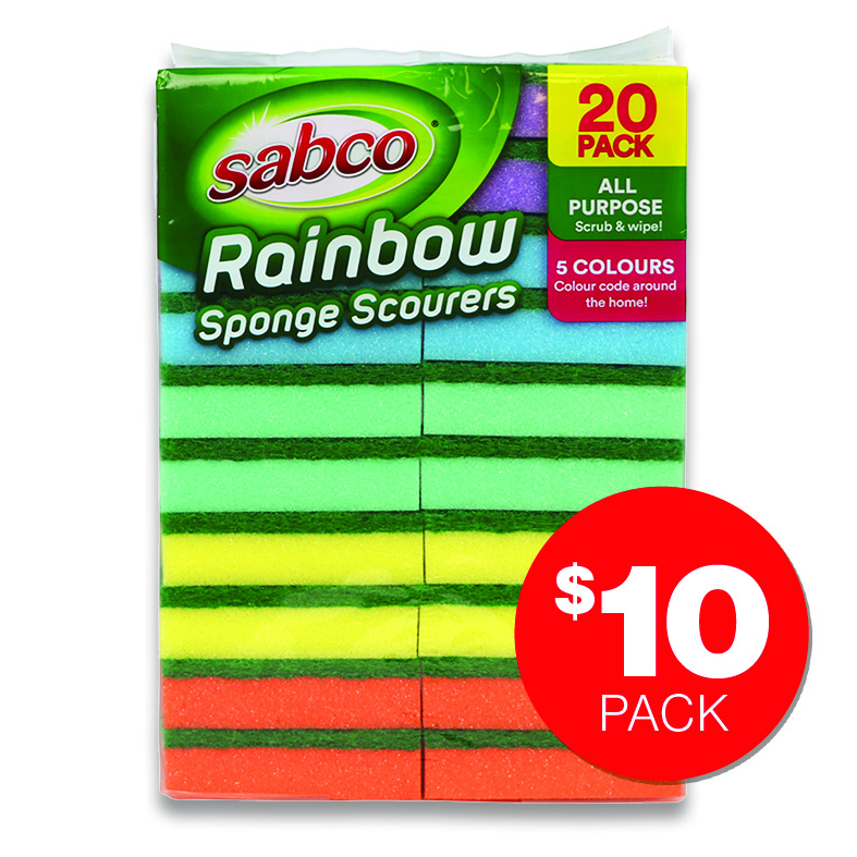 Sabco Rainbow Sponge Scourers 20PK $10pk